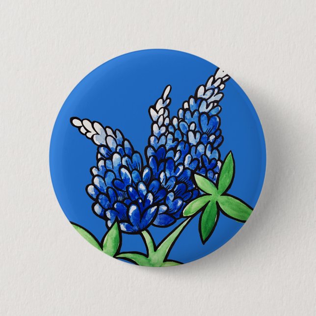 Macaron Rond 5 Cm Texas Bluebonnet Texan Love Flower (Devant)