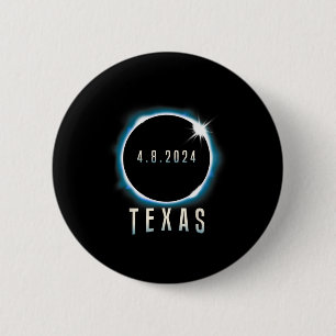 Macaron Rond 5 Cm Texas Total Solar Eclipse 2024 Bleu Avril 8 Hommes