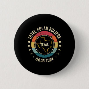 Macaron Rond 5 Cm Texas Total Solar Eclipse 2024 Totalité américaine