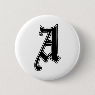 Macaron Rond 5 Cm Texte anglais Lettre gothique monogramme A