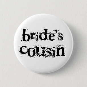 Macaron Rond 5 Cm Texte de noir de la cousine de la jeune mariée