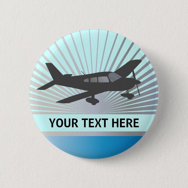 Macaron Rond 5 Cm Texte de personnaliser - avion à voilure basse (Devant)