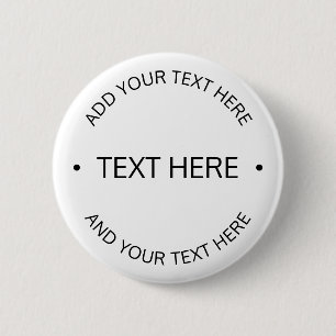 Macaron Rond 5 Cm Texte éditable Simple Moderne Blanc & Noir