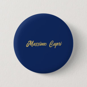 Macaron Rond 5 Cm Texte en gras avec nom propre couleur or bleu fonc