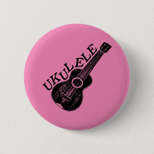 Macaron Rond 5 Cm Texte Et Image Ukulele (Devant)