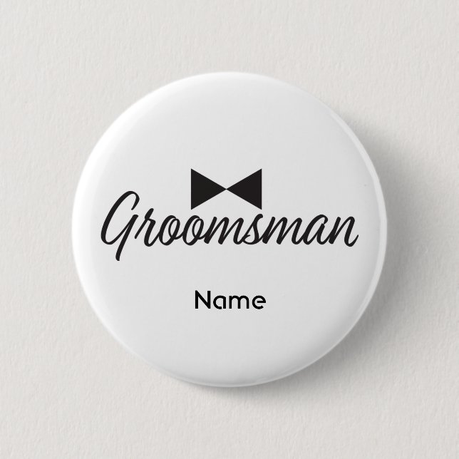 Macaron Rond 5 Cm Texte Groomsman et cravate Bow (Devant)