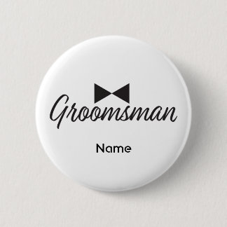 Macaron Rond 5 Cm Texte Groomsman et cravate Bow
