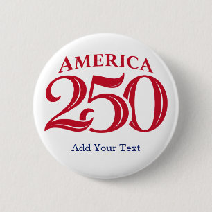 Macaron Rond 5 Cm Texte personnalisé America 250 Patriotique
