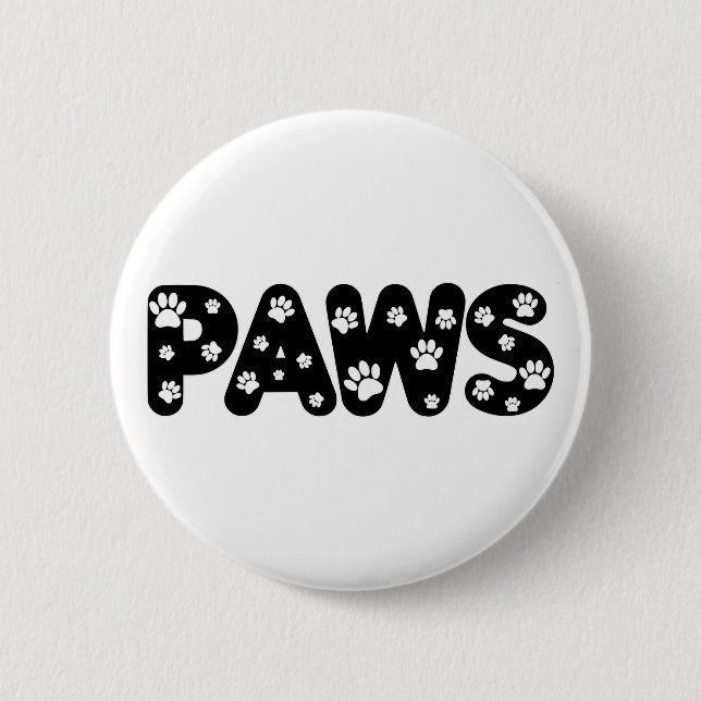 Macaron Rond 5 Cm Texte personnalisé des pattes de chien (Devant)