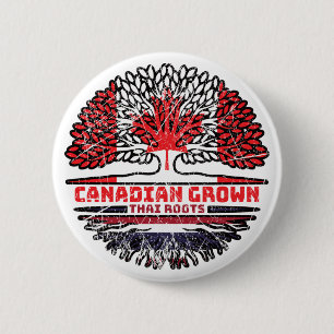 Macaron Rond 5 Cm Thaïlande Canada drapeau canadien des racines d'ar