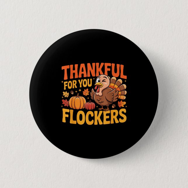 Macaron Rond 5 Cm Thankful For You Flockers  (Devant)