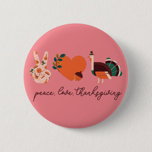 Macaron Rond 5 Cm Thanksgiving Day Citation, Love Peace Thanksgiving