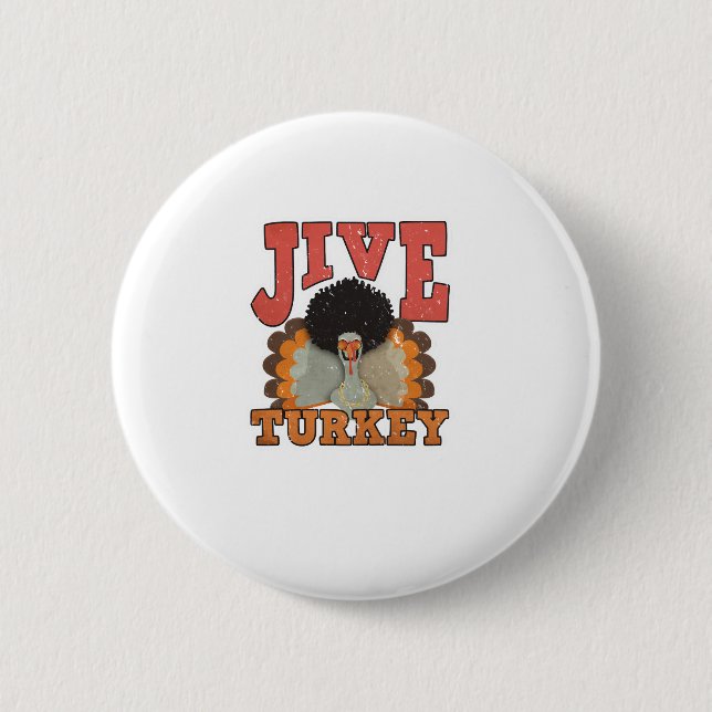 Macaron Rond 5 Cm Thanksgiving & Fall Apparel, Jive Turquie - Retro  (Devant)