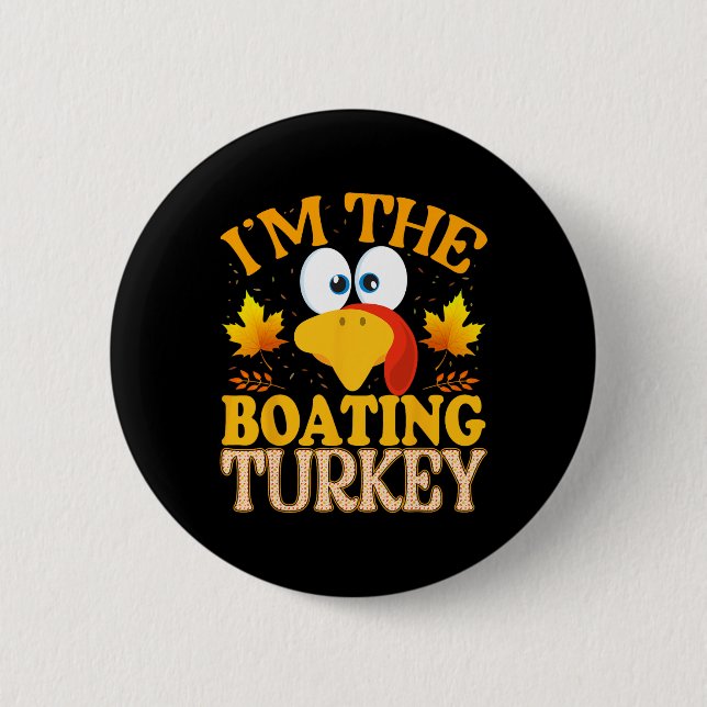Macaron Rond 5 Cm Thanksgiving I'm The Boating Turkey Matching  (Devant)