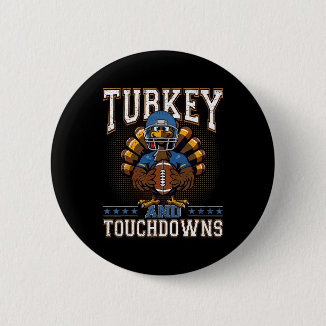 Macaron Rond 5 Cm Thanksgiving Turkey And Touchdowns Footbyll Men Ki (Devant)