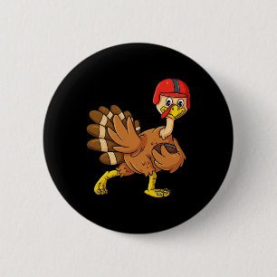 Macaron Rond 5 Cm Thanksgiving Turkey Football Player Trophy Award P