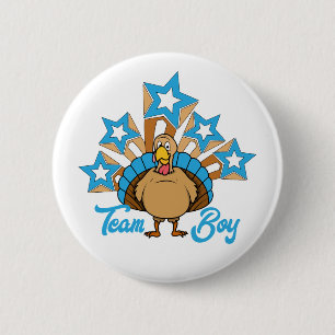 Macaron Rond 5 Cm Thanksgiving Turkey Gender Revela - Team Boy