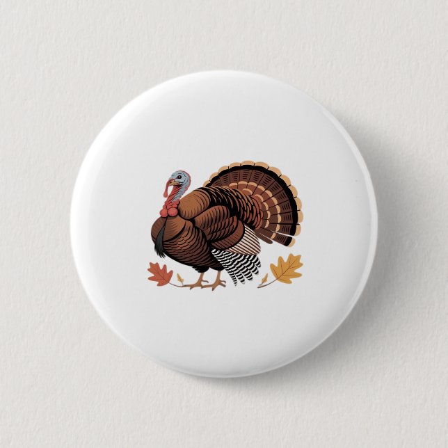 Macaron Rond 5 Cm Thanksgiving Turquie - Automne Vacances Classique  (Devant)