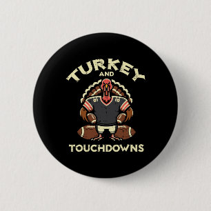 Macaron Rond 5 Cm Thanksgiving Turquie Et Touchdowns Football Hommes