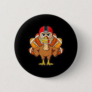 Macaron Rond 5 Cm Thanksgiving Turquie Football Joueur Amusants garç