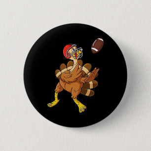 Macaron Rond 5 Cm Thanksgiving Turquie Grand Récepteur Football Boys