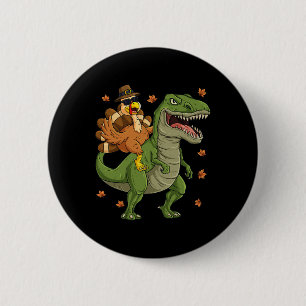 Macaron Rond 5 Cm Thanksgiving Turquie Riding T Rex Dinosaur Toddler