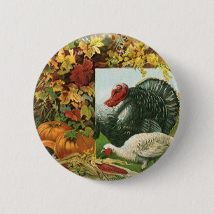 Macaron Rond 5 Cm Thanksgiving vintage, Déchets sauvages Couleurs d'