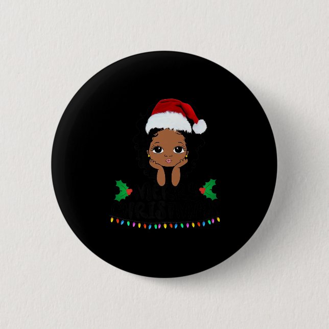 Macaron Rond 5 Cm That Melanin Christmas Mrs. Claus Santa Black Peek (Devant)