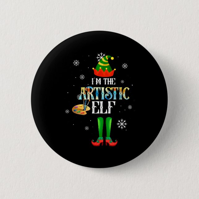 Macaron Rond 5 Cm The Artistic Elf Squad Elf Family Christmas Pajama (Devant)