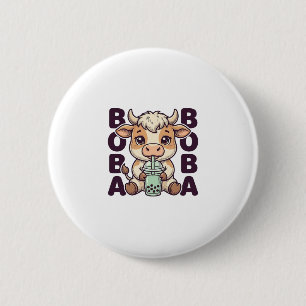 Macaron Rond 5 Cm Thé aux perles de vache mignonne Design de T-Shirt