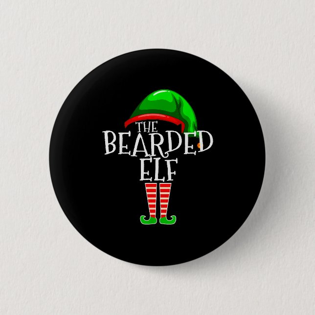 Macaron Rond 5 Cm The Bearded Elf Family Matching Group Christmas Be (Devant)