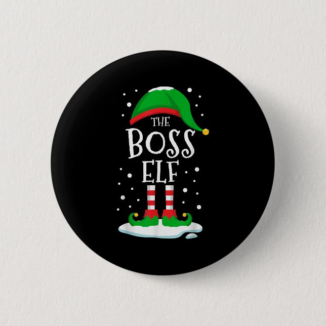 Macaron Rond 5 Cm The Boss Elf Christmas Family Matching Xmas Group  (Devant)