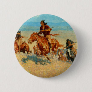 Macaron Rond 5 Cm The Buffalo Runners de Frederic Remington (1909)