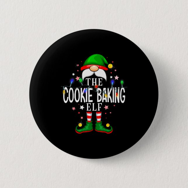 Macaron Rond 5 Cm The Cookie Baking Elf Christmas Family Pajama Part (Devant)