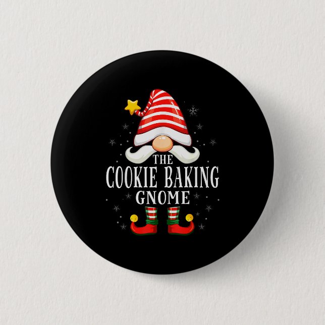 Macaron Rond 5 Cm The Cookie Baking Gnome Christmas Group Family Paj (Devant)