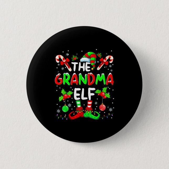 Macaron Rond 5 Cm The Grandma Elf Costume Pajamas Pjs Christmas Xmas (Devant)