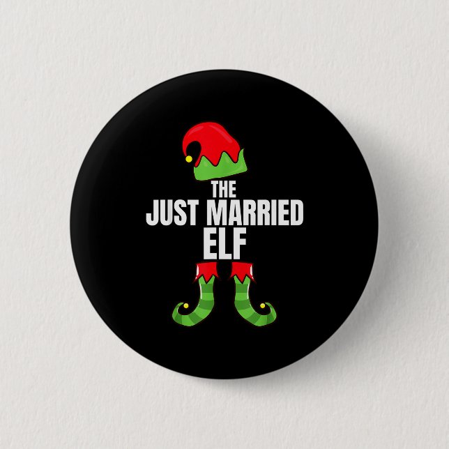 Macaron Rond 5 Cm The Just Married Elf Matching Family Christmas Gro (Devant)