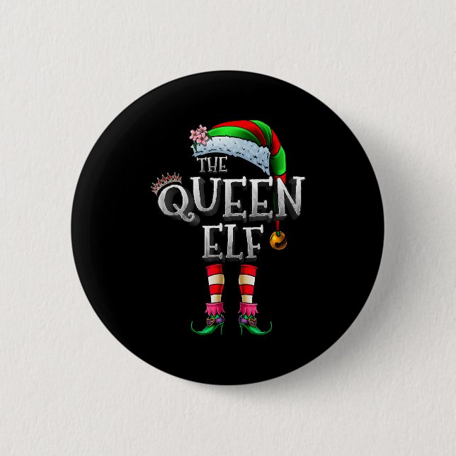 Macaron Rond 5 Cm The Queen Elf Shirt Matching Family Christmas Elf  (Devant)