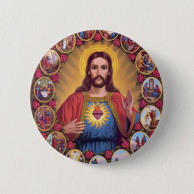 Macaron Rond 5 Cm The Sacred Heart of Jesus (Devant)