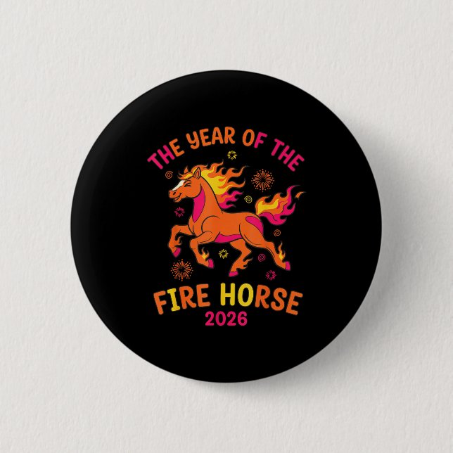 Macaron Rond 5 Cm The Year Of The Fire Horse 2026 Celebration Design (Devant)