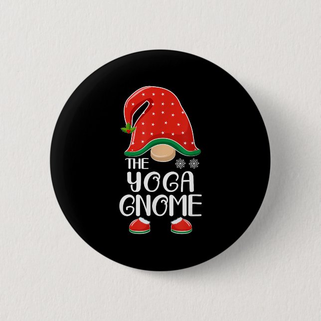 Macaron Rond 5 Cm The Yoga Gnome Elf Matching Family Group Christmas (Devant)