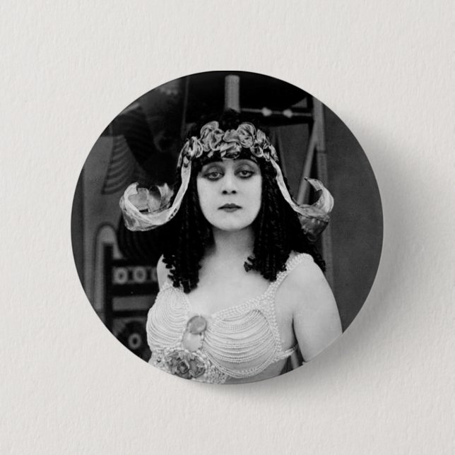 Macaron Rond 5 Cm Theda Bara comme bouton Cléopâtre (Devant)