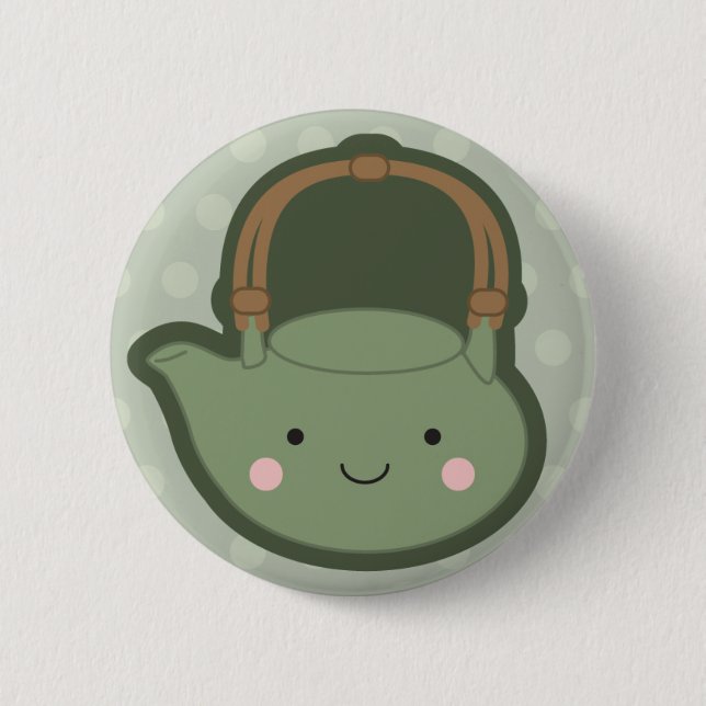 Macaron Rond 5 Cm Théière verte (Devant)