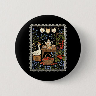 Macaron Rond 5 Cm Thème cottagecore et carquois oie thé jardinage