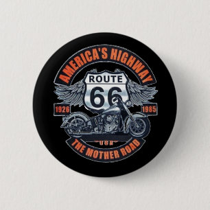 Macaron Rond 5 Cm Thème de base foncé Route 66 Motos