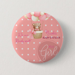 Macaron Rond 5 Cm Thème de l'ours Peach Baby shower de ballon à air 