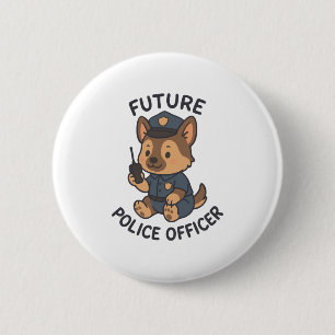 Macaron Rond 5 Cm Thème du futur policier de chien mignon
