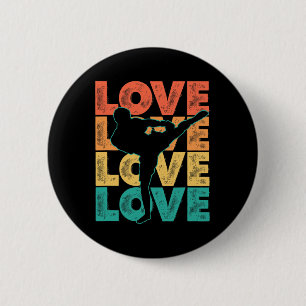Macaron Rond 5 Cm Thème graphique de mots d'amour rétro Muay Thai Ki