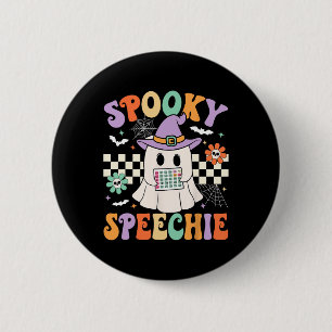 Macaron Rond 5 Cm Thérapie vocale éffrayante Halloween Retro Slp