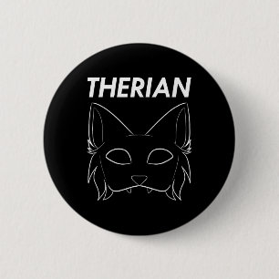 Macaron Rond 5 Cm Therian Furie Animal Masque Wolf Chat Chien